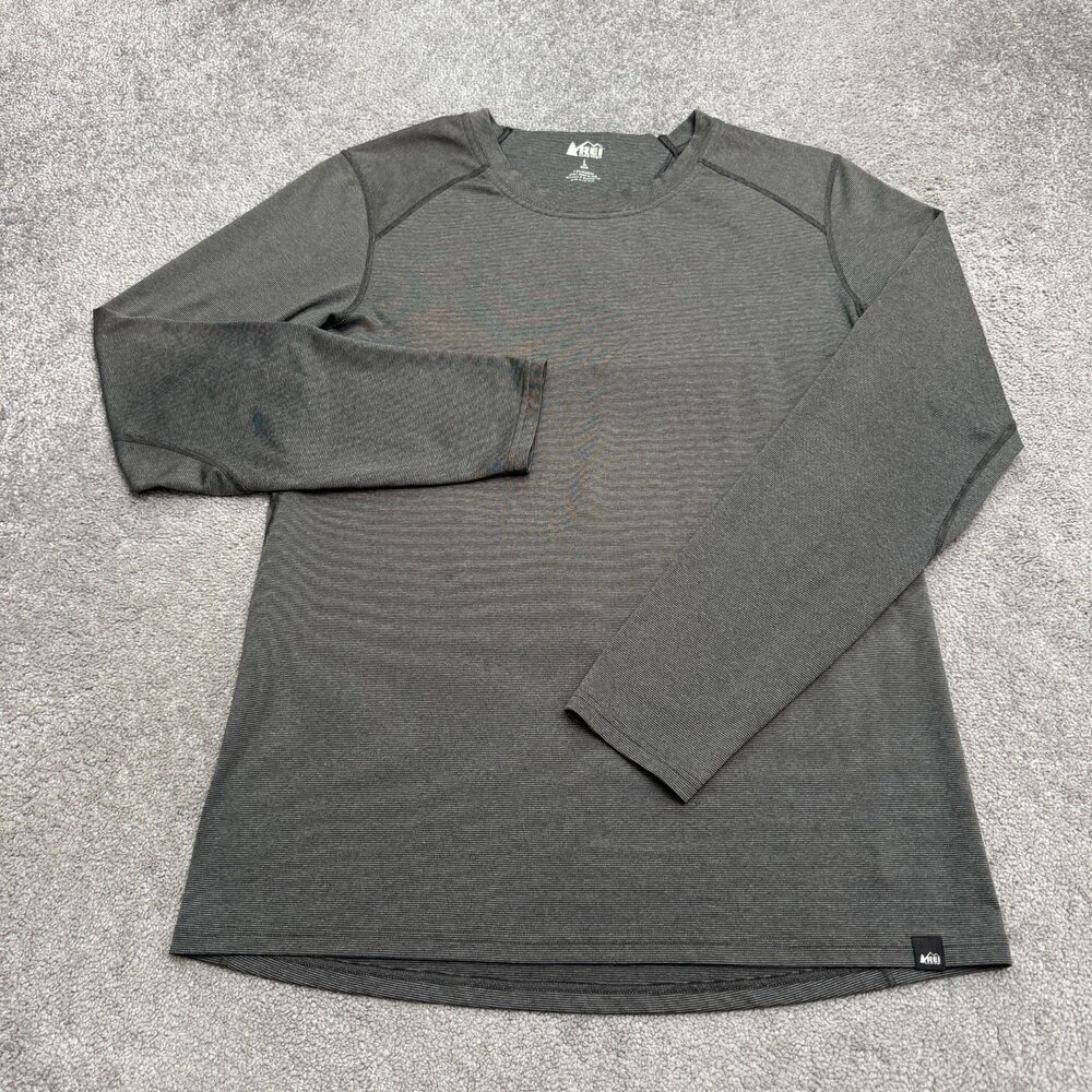 REI Co-op Midweight Base Layer Shirt Mens L Gray Long Sleeve Stretch Hiking Tee